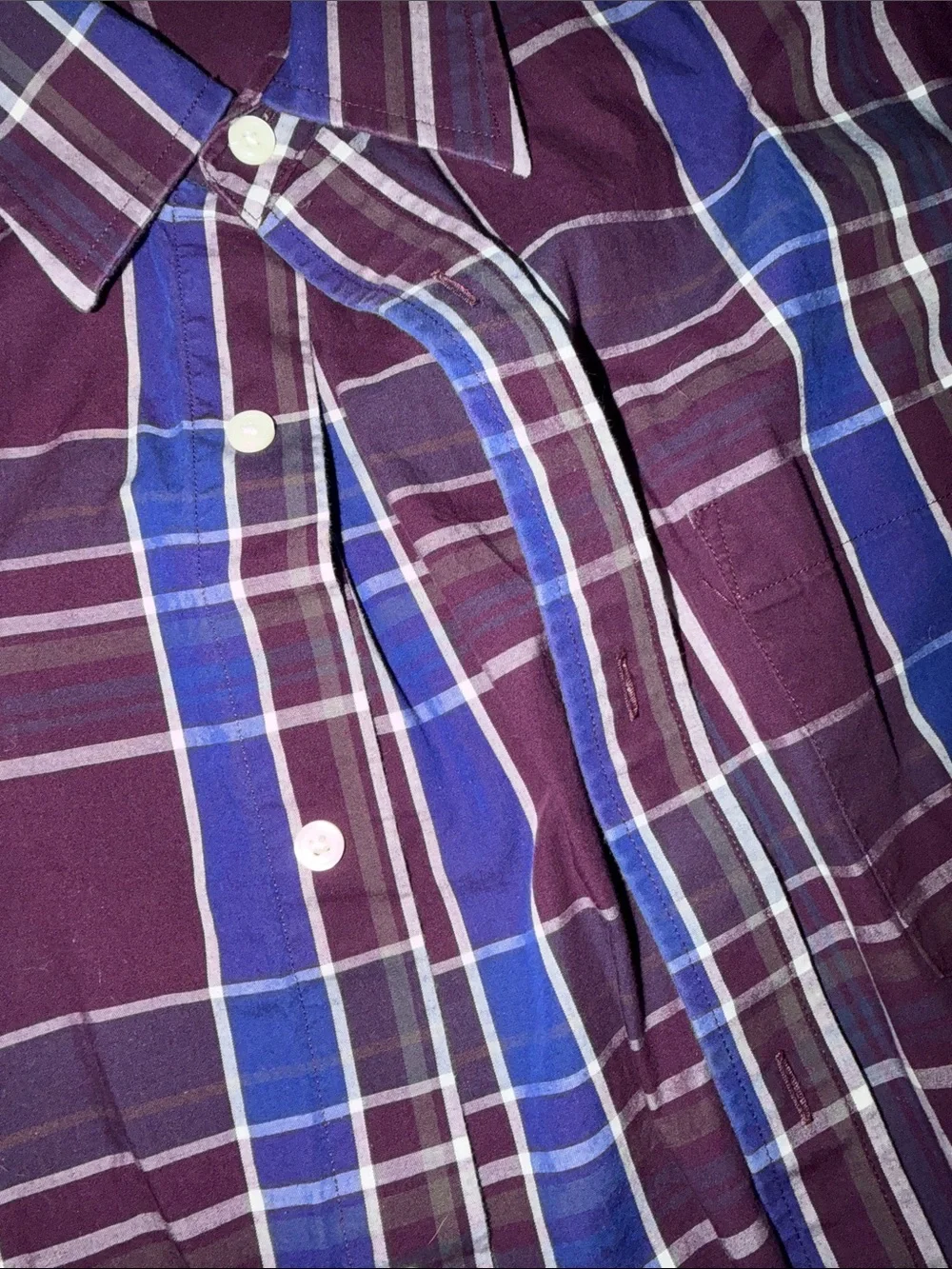 Banana Republic Purple and Blue Plaid Men's Button-Down Shirt